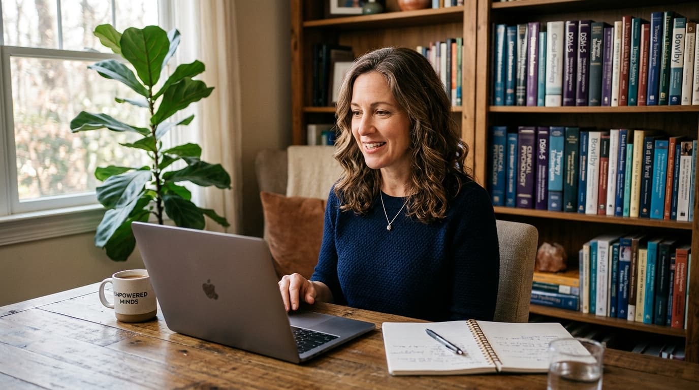 Healthcare professional dictating clinical notes on a MacBook